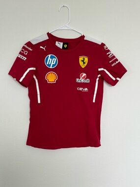 Puma womens small Red Ferrari Logo Racing Tee with White Accents